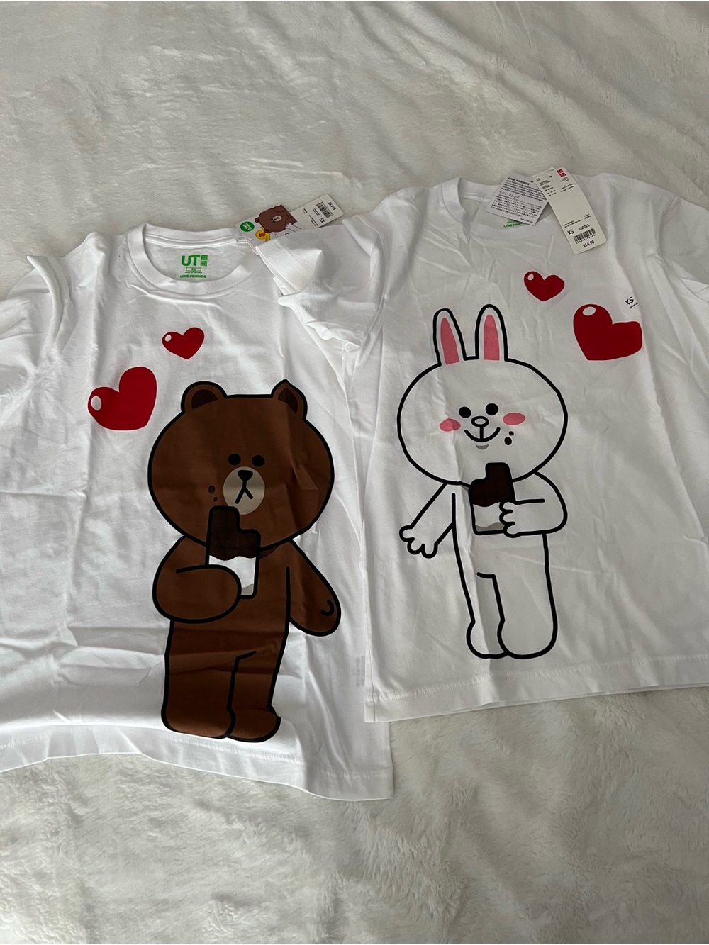 NWT 2 Uniqlo LINE FRIENDS Brown & Cony Chocolate Graphic Tees | Unisex size XS